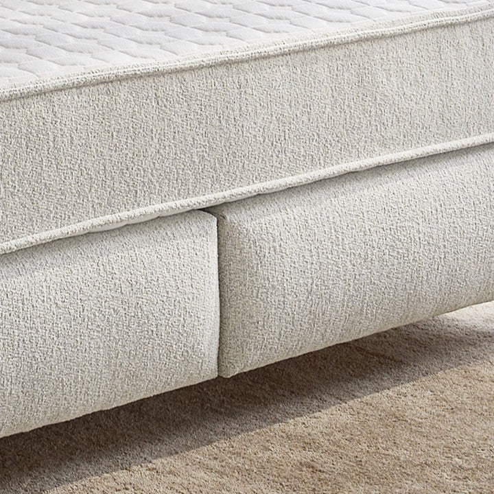 Boxspringbett 180x200 cm, extradicke 7-Zonen-Tonnentaschen-Federkern-Wendematratzen H3/H4, Bonell-Federkern, Flachgewebe Beige Grau