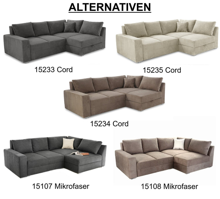 Ecksofa-Dauerschläfer B260/T181/H88 cm Federkern Boxspring-System, inkl. Schlaffunktion Bettkasten, Kaltschaum-Topper, Ottomane links oder rechts montierbar, Bezug Mikrofaser in Grau Anthrazit,Varianten
