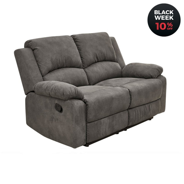 2 - Sitzer - Relaxsofa Tonnentaschenfederkern, Liegefunktion manuell verstellbar, Mikrofaser Vintage Anthrazit / 15130