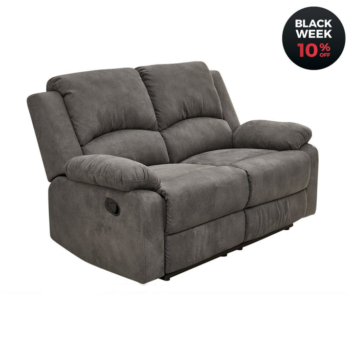 2 - Sitzer - Relaxsofa Tonnentaschenfederkern, Liegefunktion manuell verstellbar, Mikrofaser Vintage Anthrazit / 15130