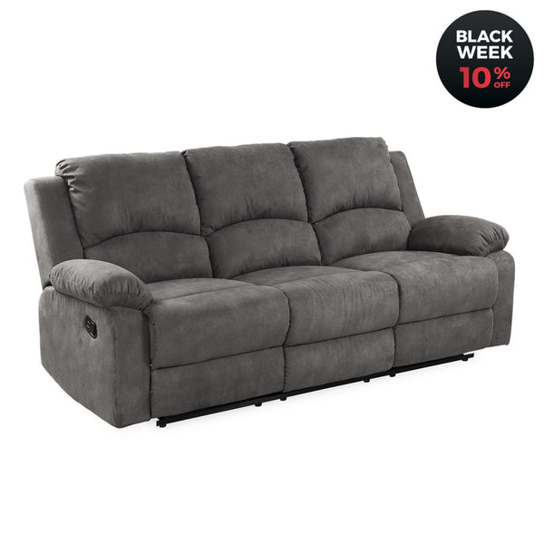 3 - Sitzer - Relaxsofa Tonnentaschenfederkern, Liegefunktion manuell verstellbar, Mikrofaser Vintage Anthrazit / 15131