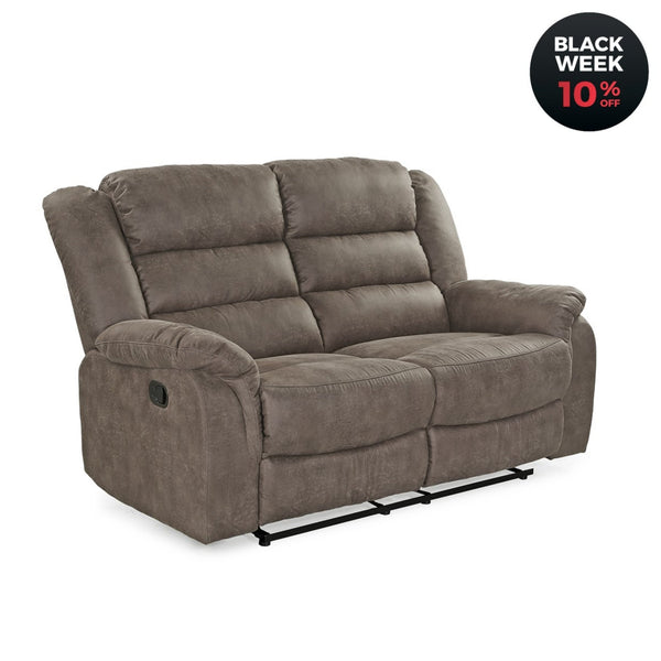 2 - Sitzer - Relaxsofa Taschenfederkern, Liegefunktion manuell verstellbar, Mikrofaser Vintage Grau Braun / 15133