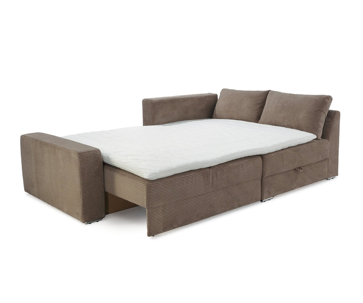 Ecksofa ausgezogen Schlafposition, mit Topper