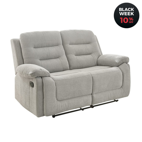 2 - Sitzer - Relaxsofa Federkern, Liegefunktion manuell verstellbar, Chenille Grau / 15502