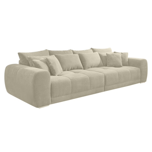 BIG-SOFA Federkern 306/134/86 cm, Liegefläche 120/240 cm, Cord Beige Grau / 15173