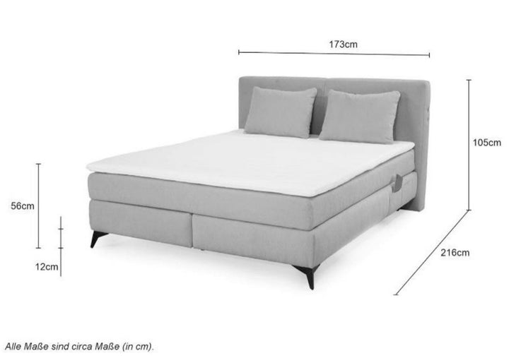 Boxspringbett 160x200 cm, 7-Zonen-Tonnentaschen-Federkernmatratzen H3, Topper, Bonell-Federkern, Beleuchtung, USB-Ladeports, Chenille Beige