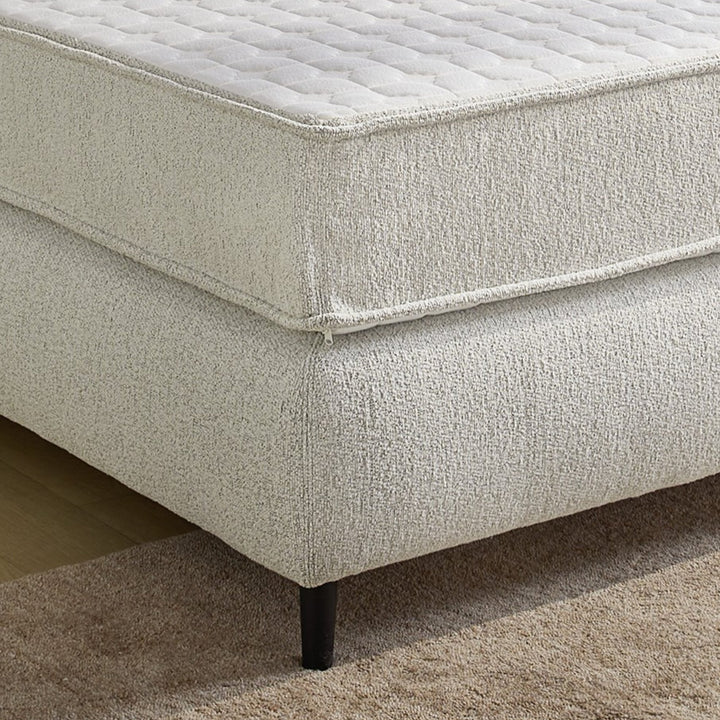 Boxspringbett 180x200 cm, extradicke 7-Zonen-Tonnentaschen-Federkern-Wendematratzen H3/H4, Bonell-Federkern, Flachgewebe Beige Grau