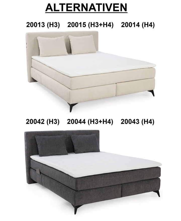 Boxspringbett 160x00 cm, 7-Zonen-Tonnentaschen-Federkernmatratzen H4, Topper, Bonell-Federkern, Beleuchtung, USB-Ladeports, Chenille Beige