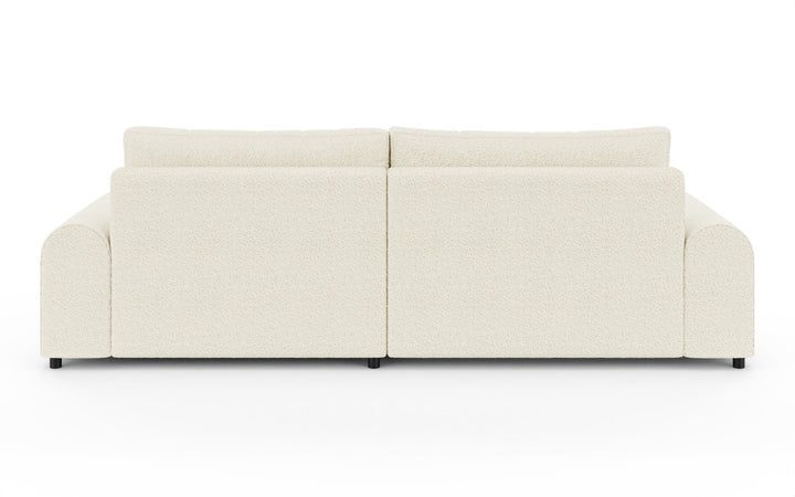 Ecksofa mit Schlaffunktion, Bettkasten, extrabreite Ottomane links, Bouclé Beige Creme / 21028
