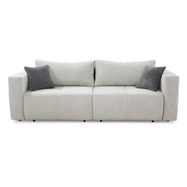 SCHLAFSOFA Verwandlung: Big-Sofa/Eckcouch, 2 Bettkästen, B243/T115-161/H84 cm, Liegefläche 145x197 cm, Waffelcord Silber-Grau / 15242