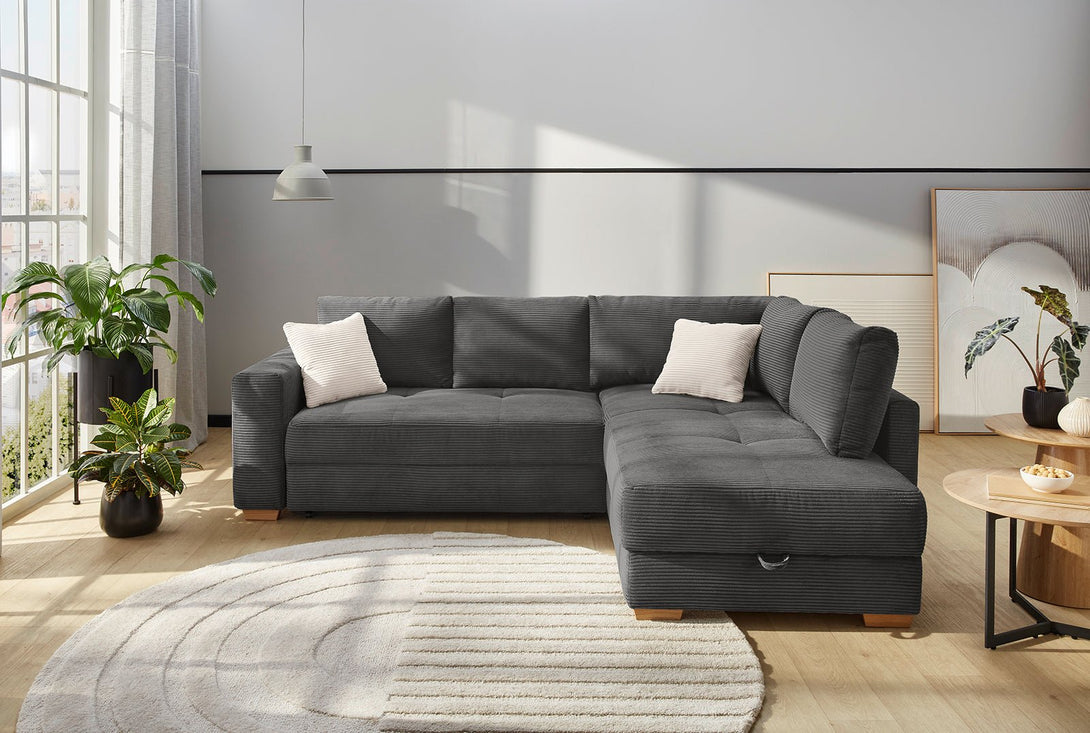 Ecksofa-Dauerschläfer Boxspring Tonnentaschenfederkern Topper Bettkast – luma-home