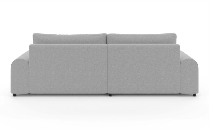 Ecksofa mit Schlaffunktion, Bettkasten, extrabreite Ottomane links, Chenille Hellgrau / 21026