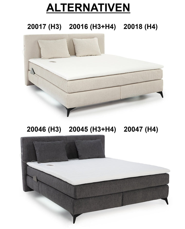 Boxspringbett 180x200 cm, 7-Zonen-Tonnentaschen-Federkernmatratzen H3, Topper, Bonell-Federkern, Beleuchtung, USB-Ladeports, Chenille Beige