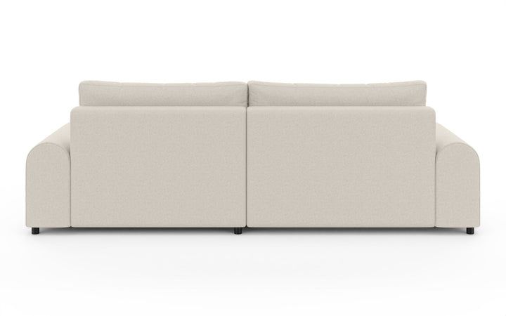Ecksofa mit Schlaffunktion, Bettkasten, extrabreite Ottomane rechts, Strukturstoff Beige / 21031