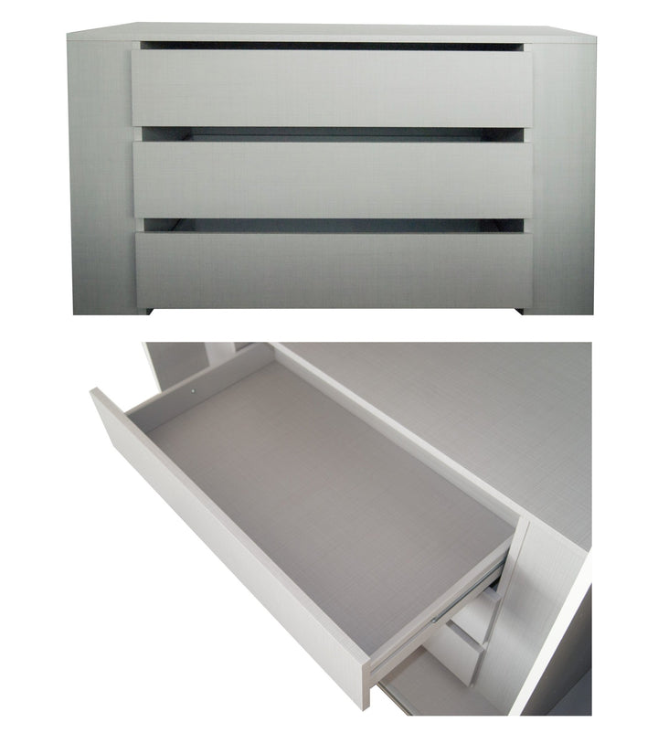 Schwebetürenschrank Kleiderschrank 3-türig B300/H216/T65 cm in Sand Grau mit Glasfront inkl. Vollausstattung