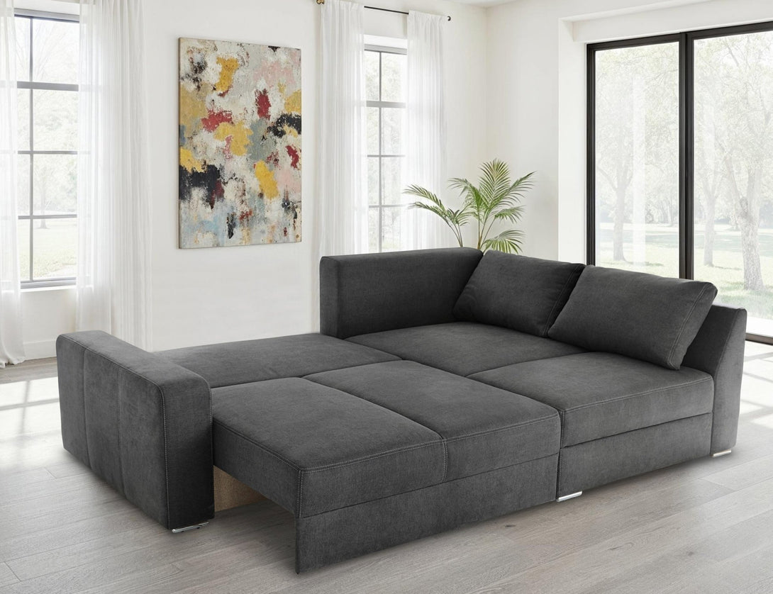 Ecksofa-Dauerschläfer Boxspring Federkern Topper Bettkasten, seitenver – luma-home