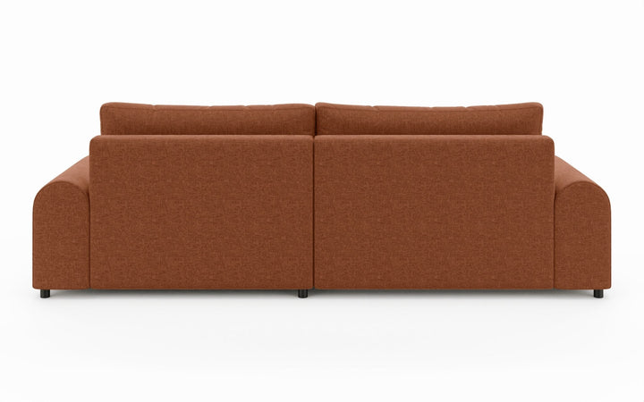 Ecksofa mit Schlaffunktion, Bettkasten, extrabreite Ottomane rechts, Chenille Terracotta / 21023
