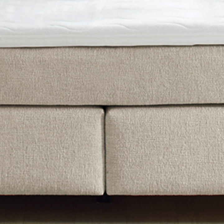 Boxspringbett 180x200 cm mit Bonell-Wende-Federkernmatratzen H2/H3, Bonell-Federkernpolsterung, PU-Schaum-Topper, 2 Kissen, Chenille Beige