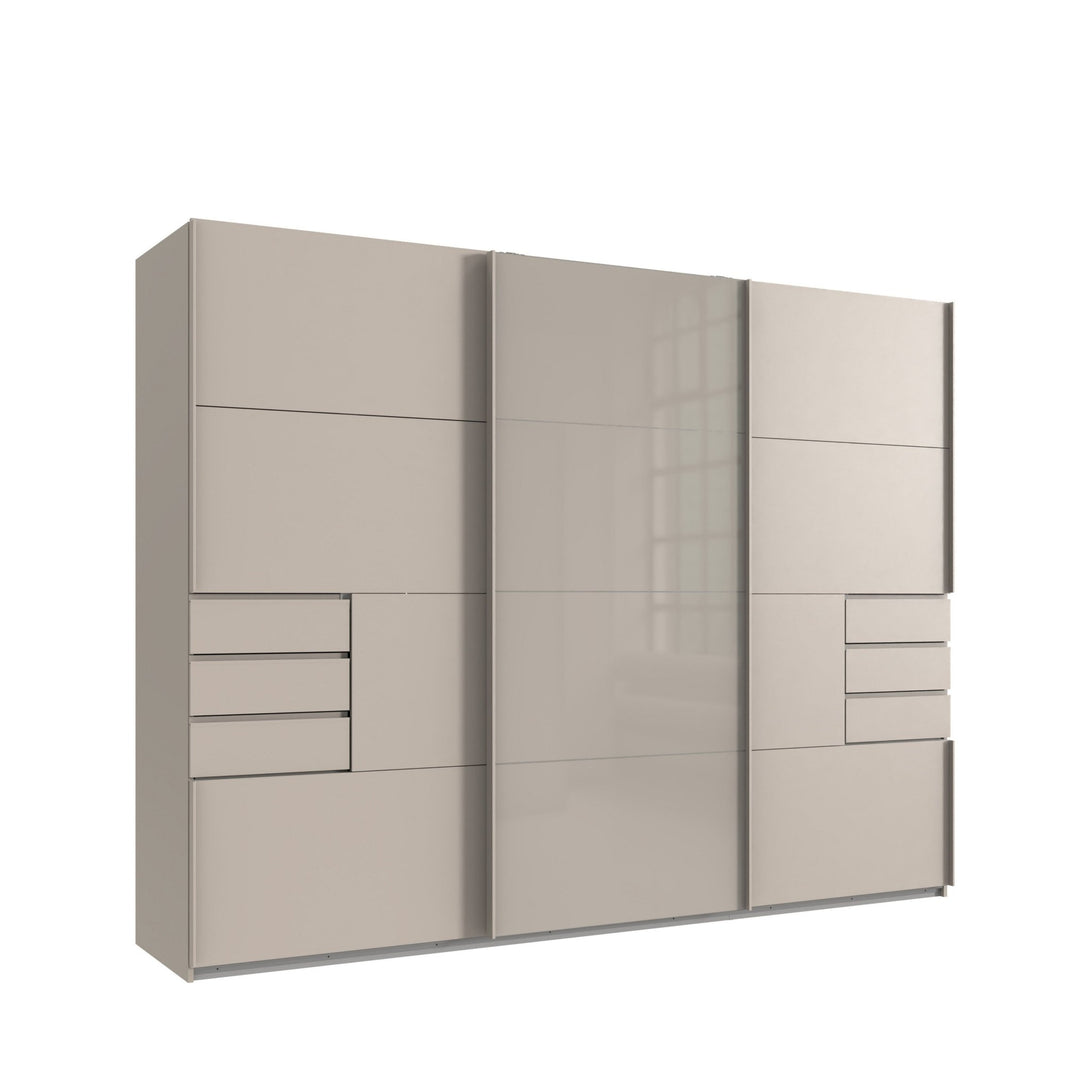 Schwebetürenschrank Kleiderschrank B270/H208/T64 cm mit Schubkästen in – luma-home