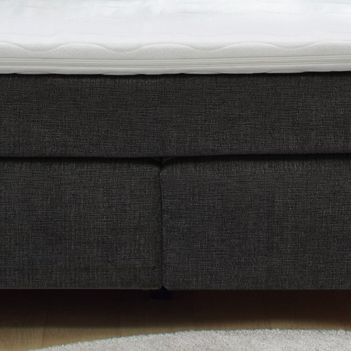 Boxspringbett 180x200 cm mit Bonell-Wende-Federkernmatratzen H2/H3, Bonell-Federkernpolsterung, PU-Schaum-Topper, 2 Kissen, Chenille Anthrazit