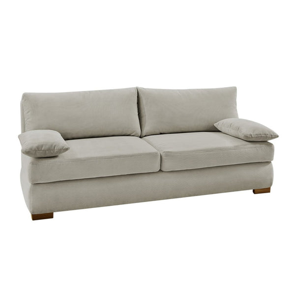 DAUER-SCHLAFSOFA Federkern Topper Bettkasten 201/110/88 cm, Liegefläche 160/200 cm, Feincord Beige / 15151