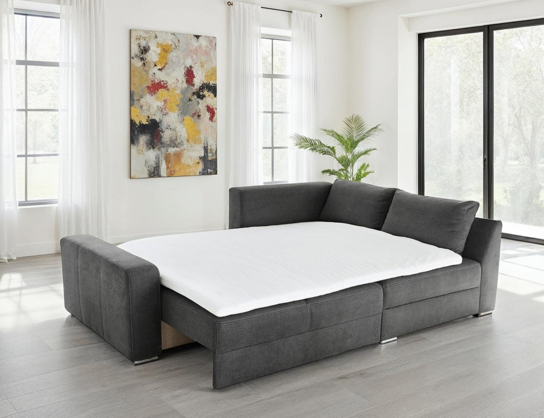 Ecksofa-Dauerschläfer Boxspring Federkern Topper Bettkasten, seitenver – luma-home