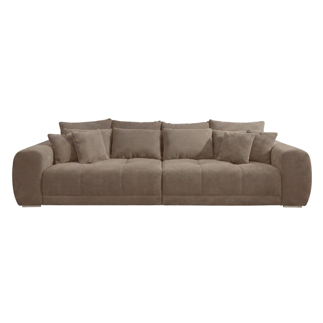 XXL-Big-Sofa mit Federkern, Cord Braun Taupe / 15174 – luma-home