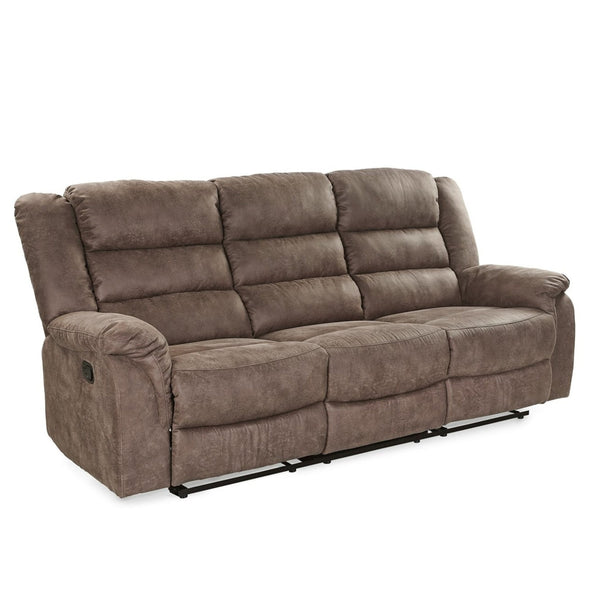 3-SITZER-RELAXSOFA Federkern, Liegefunktion verstellbar durch halbautomatische Relaxfunktion 212/93/103 cm, Mikrofaser Vintage Grau Braun / 15134