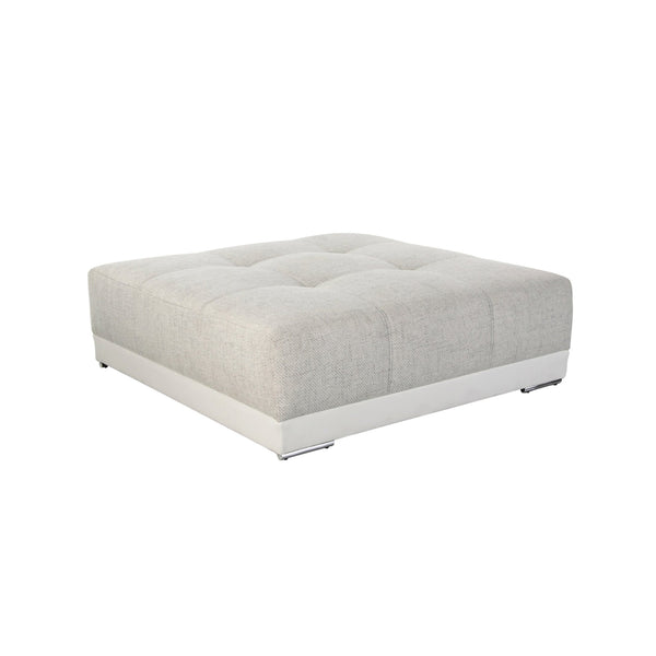 XXL-HOCKER Federkern 120/120/39 cm (passend zum BIG-SOFA) Kunstleder Weiß+Strukturstoff Grau Beige  / 15138