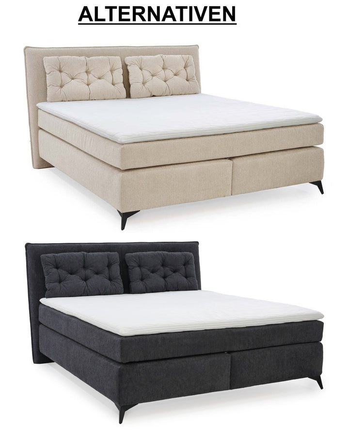 Boxspringbett 180x200 cm mit Bonell-Wende-Federkernmatratzen H2/H3, Bonell-Federkernpolsterung, PU-Schaum-Topper, 2 Kissen, Chenille Anthrazit