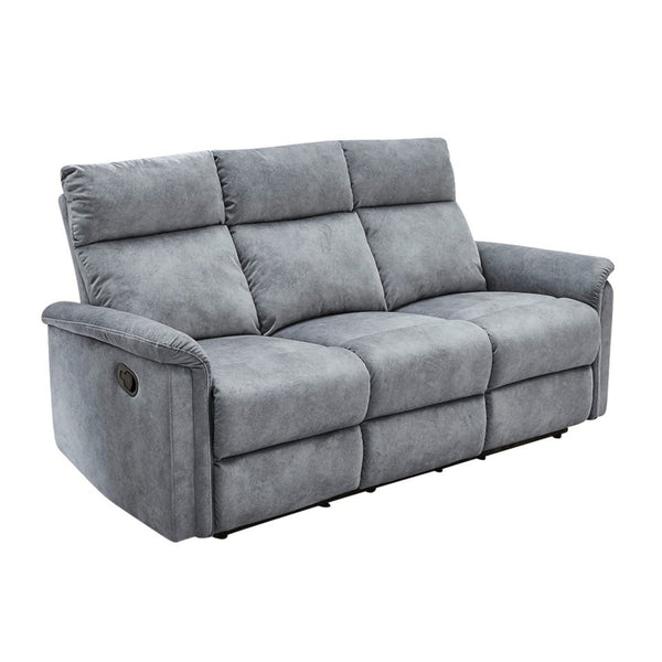 3-SITZER-RELAXSOFA Federkern, Liegefunktion verstellbar durch halbautomatische Relaxfunktion 180/90/100 cm, Velours Vintage Grau / 15128