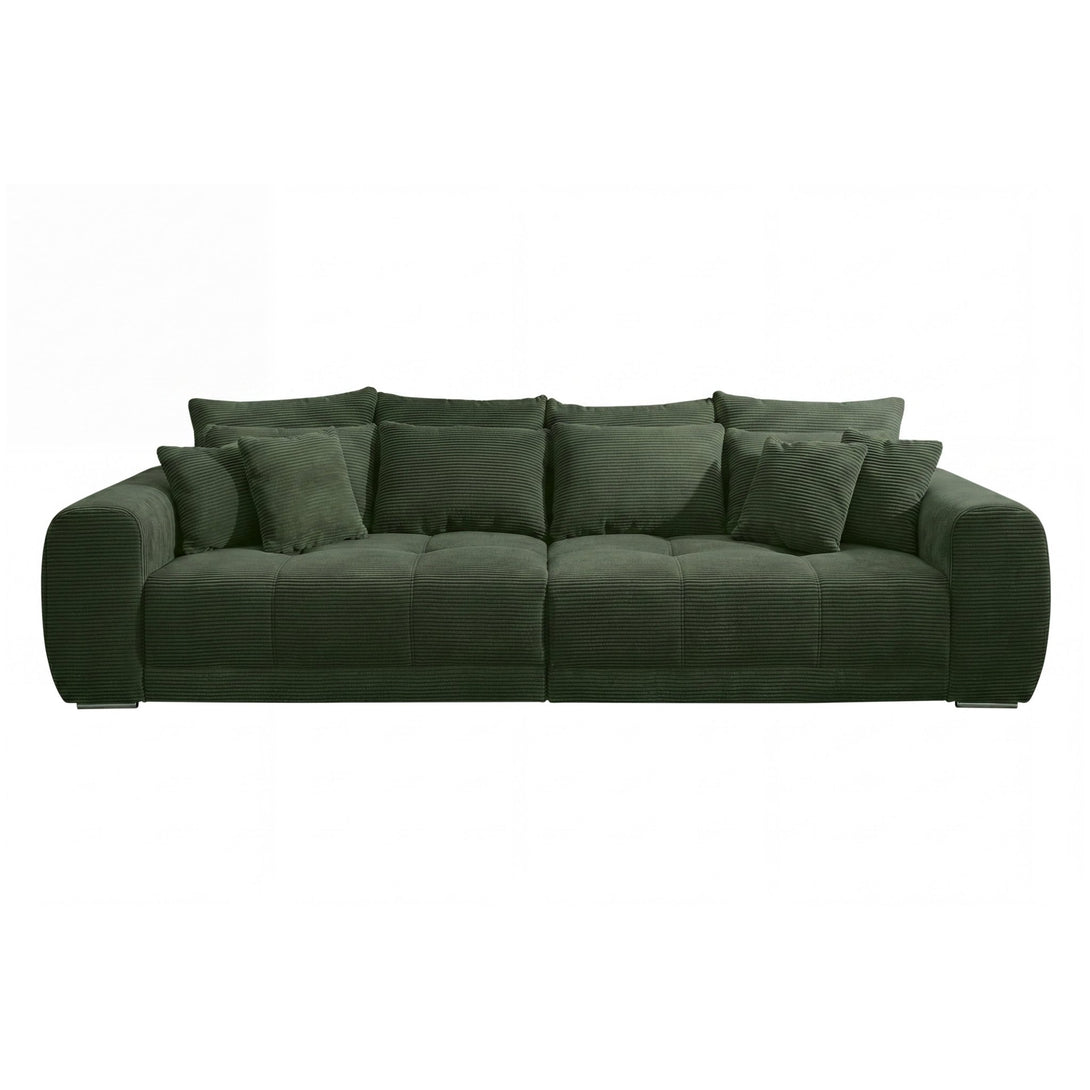 XXL-Big-Sofa mit Federkern, Cord Grün / 15172 – luma-home