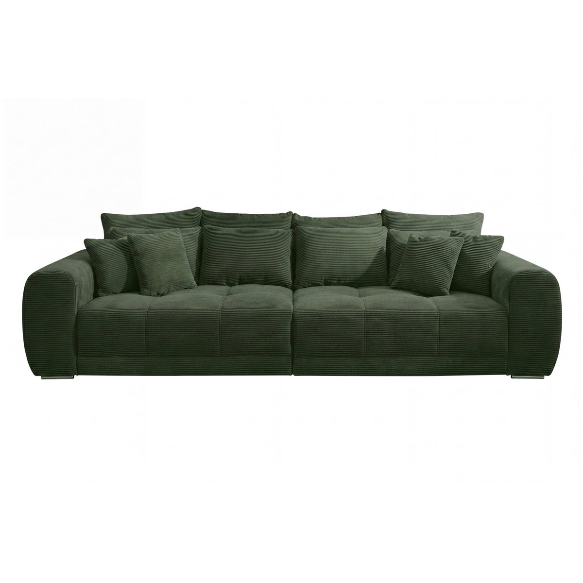 XXL-Big-Sofa mit Federkern, Cord Grün / 15172 – luma-home