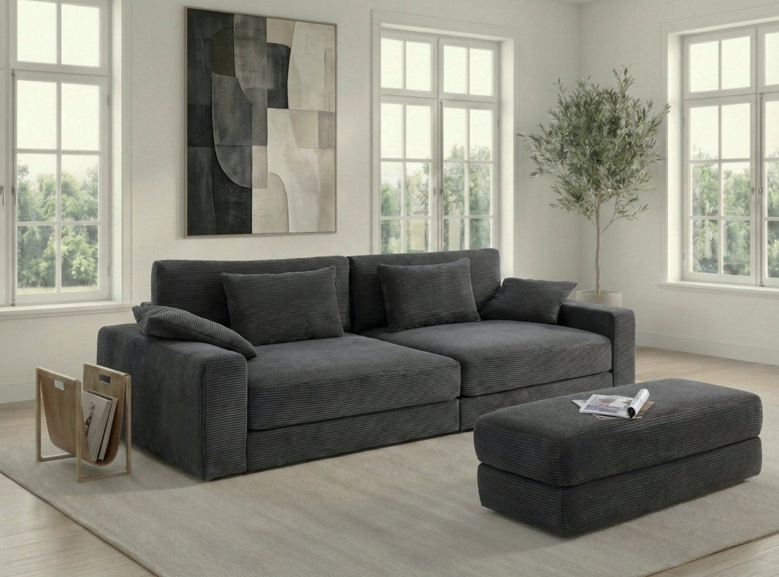 Big-Sofa mit Bonellfederkern-Polsterung, extratief mit Cord-Bezug Dunk – luma-home